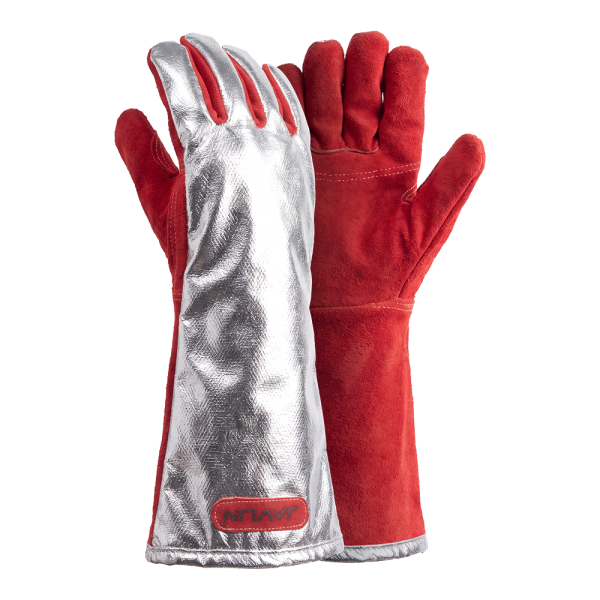 Premium Red Leather Heat Gloves With Aluminised Back