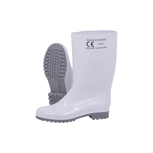 Women's White/Grey Oil And Acid Resistant Gumboot