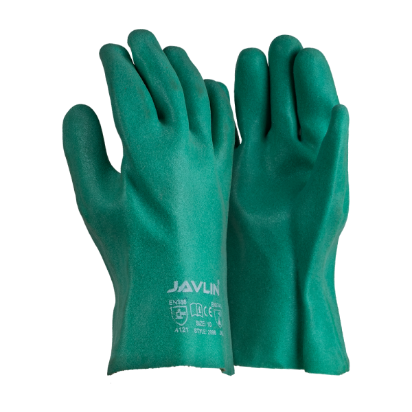 Foam PVC Fluorescent Green Sandy Finish Gloves