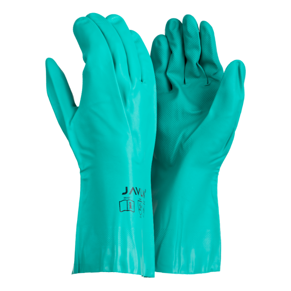 Green Nitrile Flock Lined Gloves