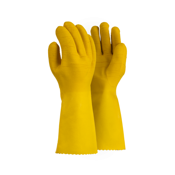 Yellow Commarex Crinkle Latex Glove - Elbow Length 35cm