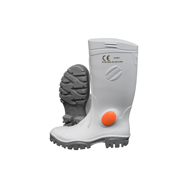 White/Grey Knee Length Heavy Duty Steel Toe Gumboot